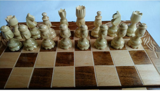 Magic Puzzle Box Handgefertigt Schach aus Holz mit Spielsteinen 25x25cm