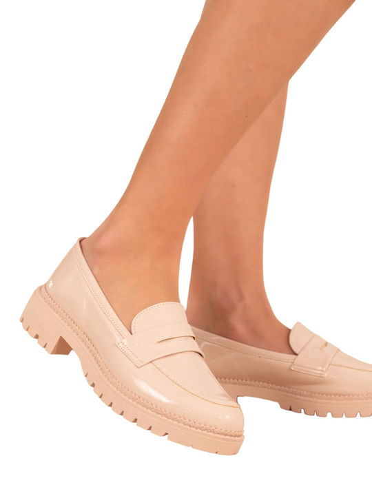 Patent Leather Women's Loafers in Pink Color