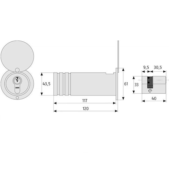 Abus Κύλινδρος Κλειδαριάς Ασφαλείας 120mm Ασημί