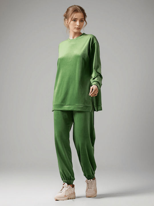 Noobass Damen-Sweatpants-Set Lime Samt