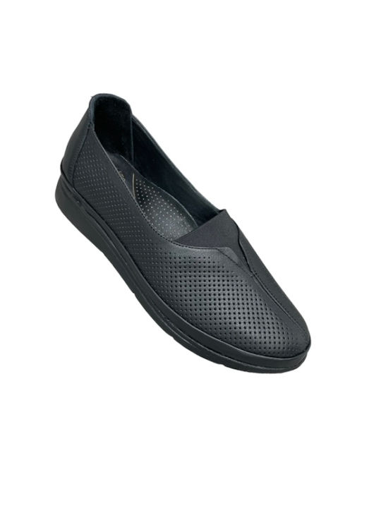 Smart Steps Δερμάτινα Ανατομικά Γυναικεία Slip-On Μαύρα