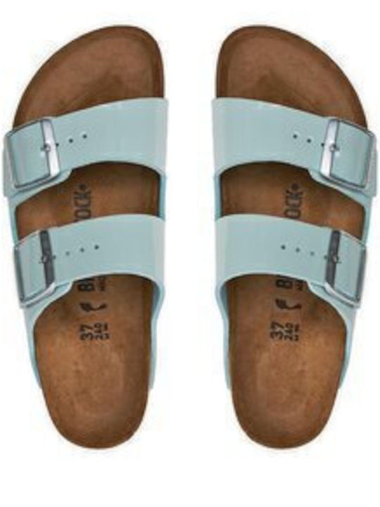 Arizona Leather Women's Flat Sandals Patent Surf Green Narrow Fit