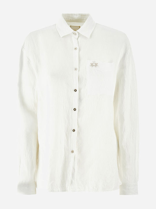 Women's Linen Long Sleeve Shirt White