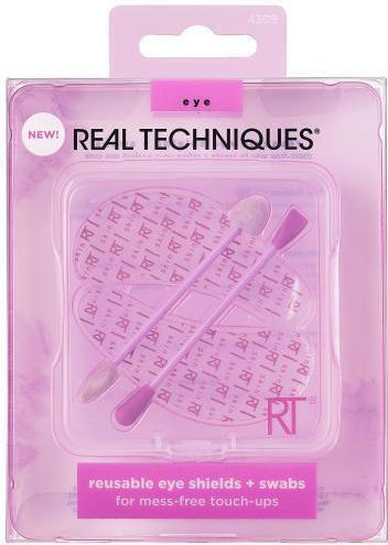 Real Techniques Eye Shields reutilizabile pentru ochi + tampoane burete pentru machiaj de protecție 2 bucăți + bastoane 2 bucăți + husă pentru femei