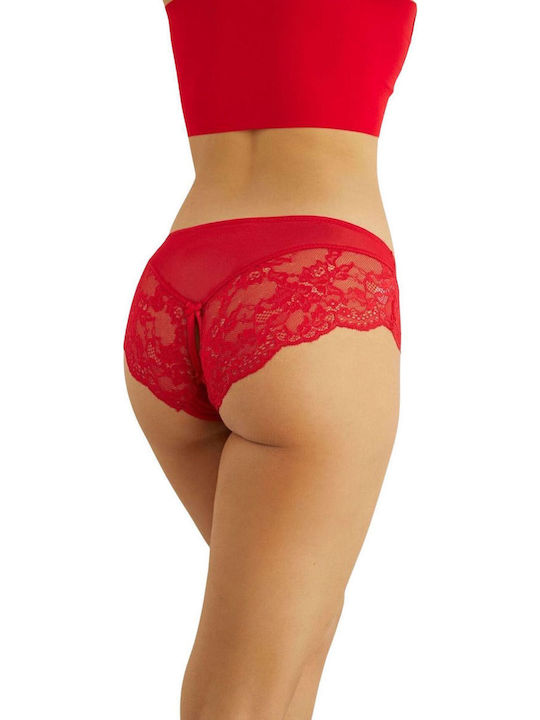 Damen Slip mit Spitze Red