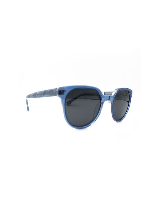 Leonidas Sunglasses with Blue Plastic Frame and Gray Polarized Lens 95246-C4-0