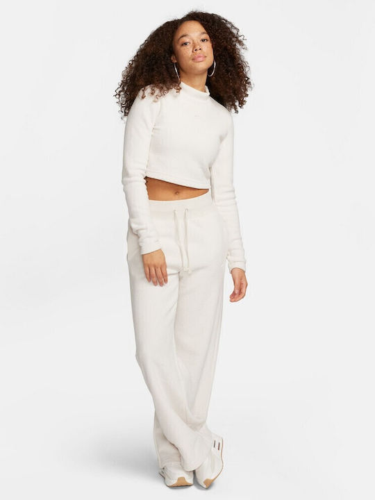 Sportswear Γυναικεία Fleece Μπλούζα Μακρυμάνικη Μπεζ