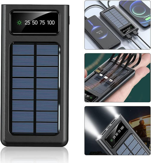 Chengxin Слънчева Външна Батерия 20000mAh с 2 USB-A Изходни Порта Черна