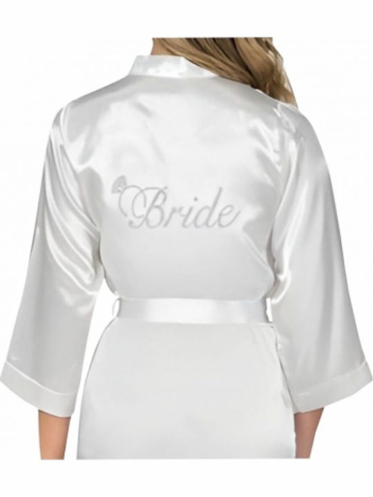 Ahu Lingierie Winter Bridal Women's Satin Robe White