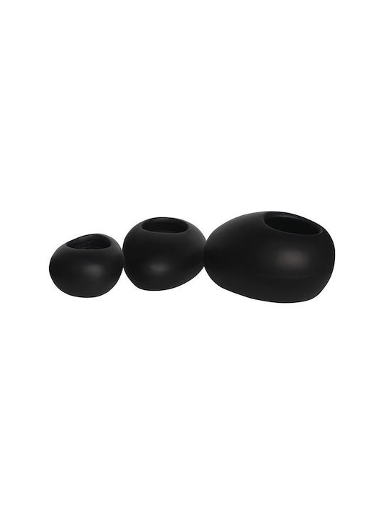 Flower Pot-rock Set of 3 Pieces, Cement Shade Black 40x30x19/50x32x19/56x43x29 Cm [black] [artificial Cement (recyclable)] E6320,s2