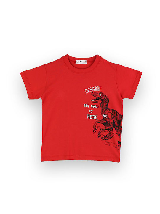 Nek Kids Wear Παιδικό Σετ με Σορτς Καλοκαιρινό 2τμχ Κόκκινο-μαύρο
