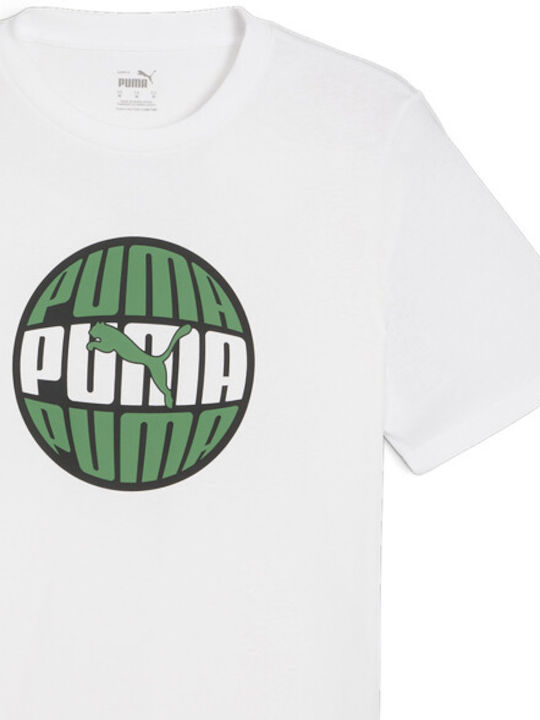 Puma T-shirt Bărbătesc cu Mânecă Scurtă Alb