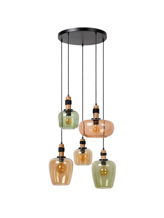 Lucide Lightning Pendant Chandelier for 5 Bulbs E27 Black