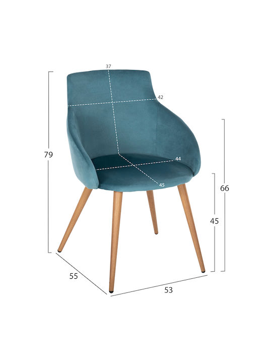 Ivy Dining Room Velvet Armchair Turquoise 53x55x79cm