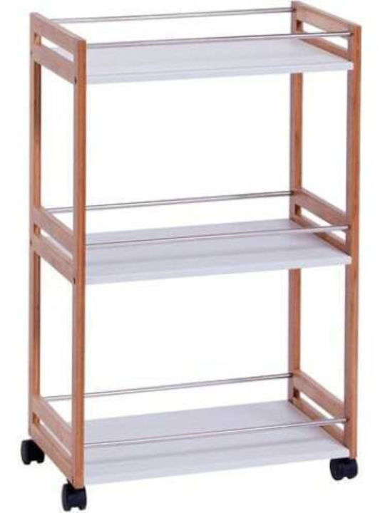 Zeller Επιδαπέδια Ραφιέρα Μπάνιου Ξύλινη 51x30x81cm Λευκή