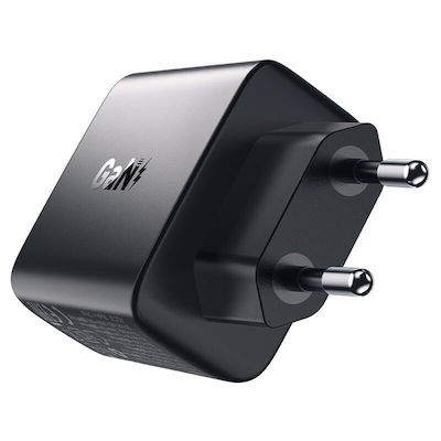 Acefast Încărcător Fără Cablu GaN cu 2 Porturi USB-A și Port USB-C 35W Livrarea energiei / Quick Charge 2.0 / Quick Charge 3.0 / Quick Charge 4+ Negruς (A57)