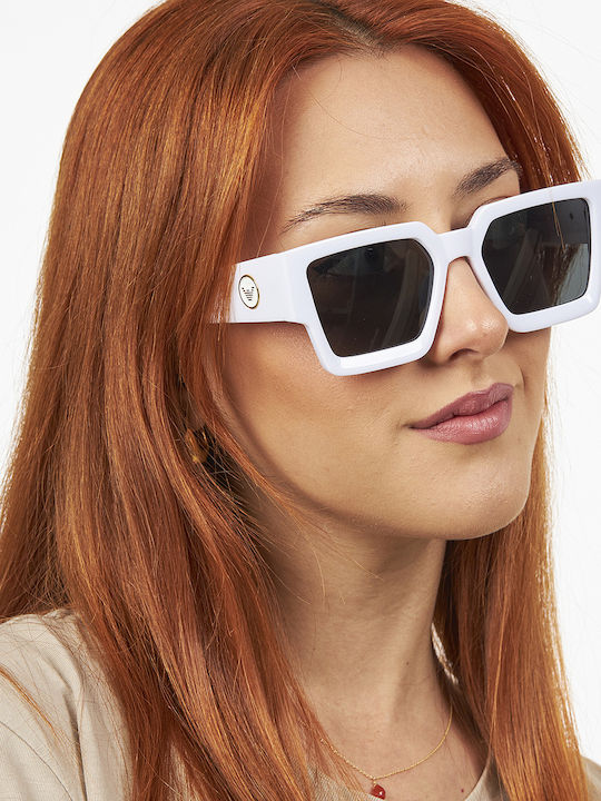 Ochelari de soare cu Alb Din plastic Rame și Gri Polarizate Lentilă AG-4211