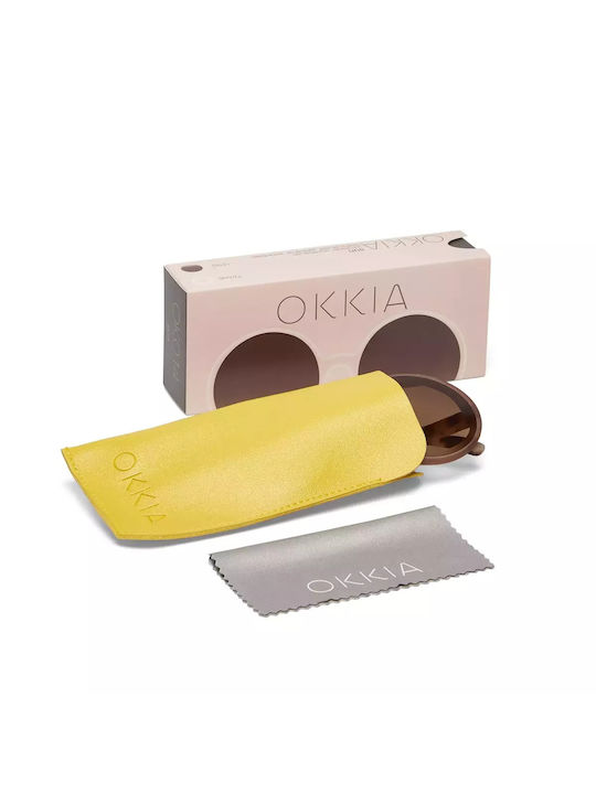 Okkia Дамски Слънчеви очила с Кафяв Костенурка Рамка и Розов Градиент Леща OK014PH