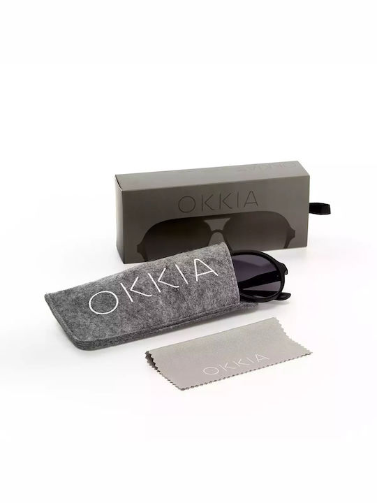 Okkia Alessio Unisex Sunglasses with Black Horn-Rimmed Frame and Black Lens OK021BK