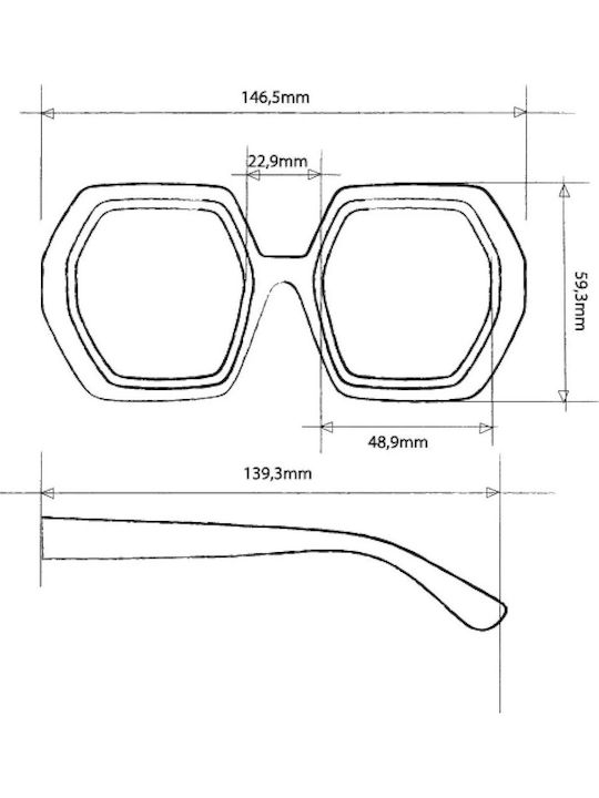 Okkia Emma Women's Sunglasses with Black Plastic Frame and Black Lens OK015BK