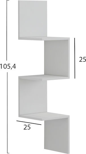 Ъглова Поставка Стенен Illusion Бял 25x25x105.4см.