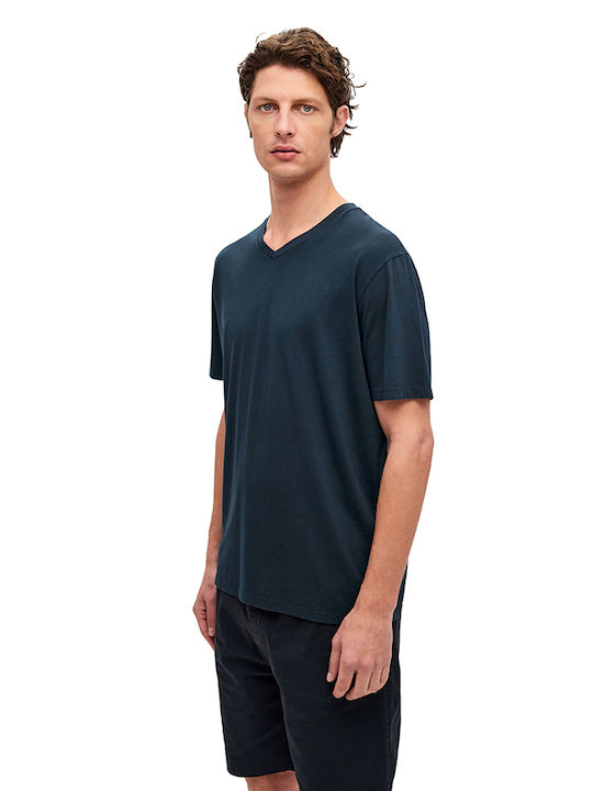 Dirty Laundry Herren T-Shirt Kurzarm mit V-Ausschnitt Marineblau