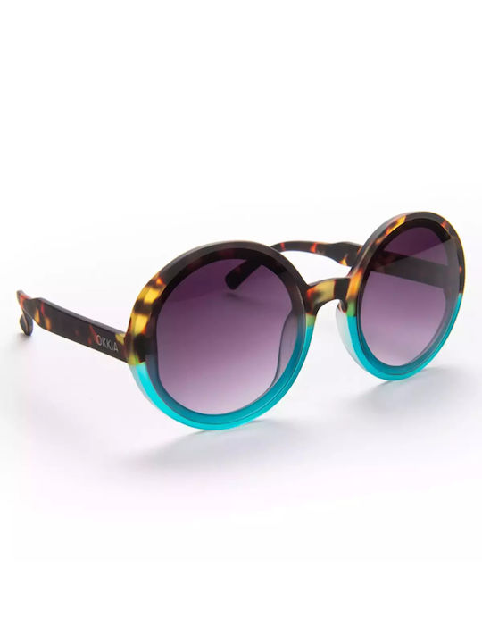 Okkia Monica Women's Sunglasses with Brown Tartaruga Plastic Frame and Blue Gradient Lens OK014HB