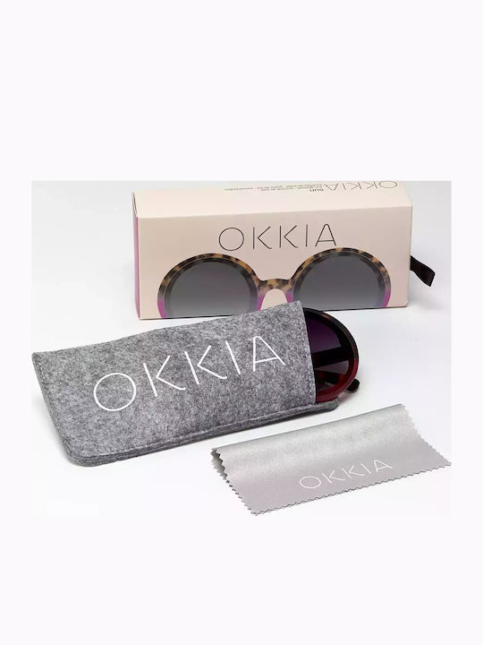 Okkia Monica Women's Sunglasses with Brown Tartaruga Plastic Frame and Pink Gradient Lens OK014HP