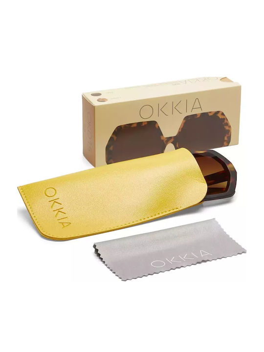 Okkia Emma Women's Sunglasses with Brown Tartaruga Plastic Frame and Brown Lens OK015CH