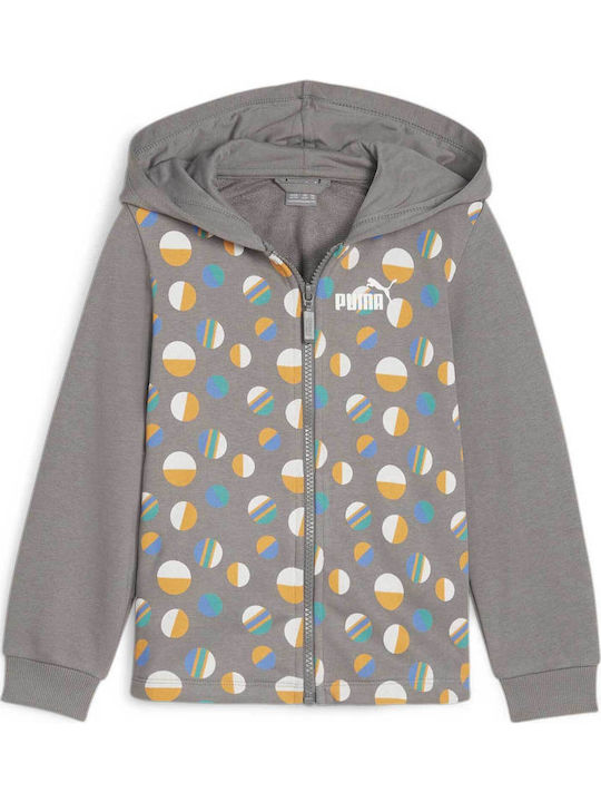 Sportlich Kinderstrickjacke Baumwolle mit Kapuze Grey