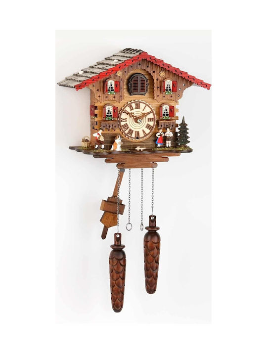 Cuckoo Clock with Handmade Alpine House Show with Couple and Musician