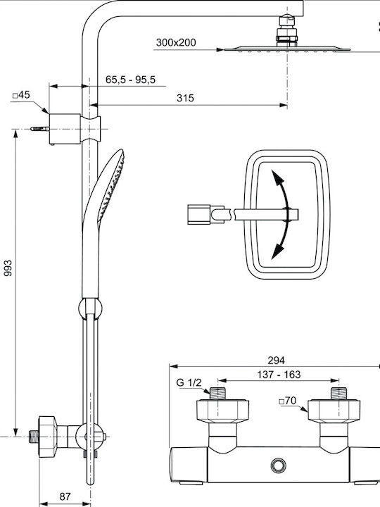 Ideal Standard Standard Idealrain Cube Duschsäule mit Armatur Silber