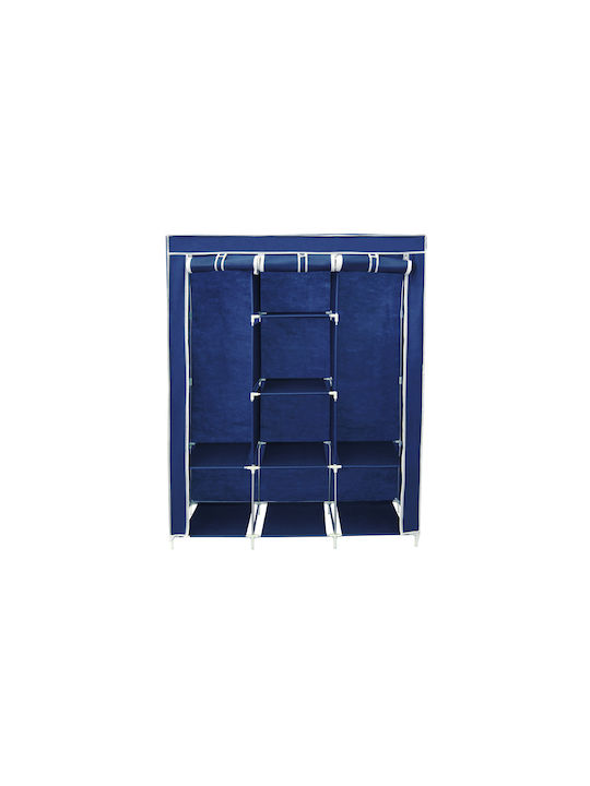 Keskor Dulap din Țesătură cu Fermoar și Rafturi în Culoare Albastru 127x44x167cm