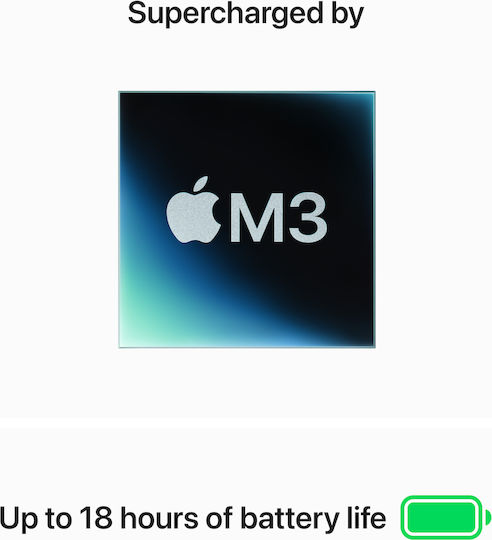 Apple MacBook Air 15" (2024) 15.3" IPS Panel Retina Display (M3-8-ядрен/8GB/512GB SSD/10-ядрен GPU) с 35W Двоен Зарядно Устройство Space Gray (Английски Великобритания Клавиатура)