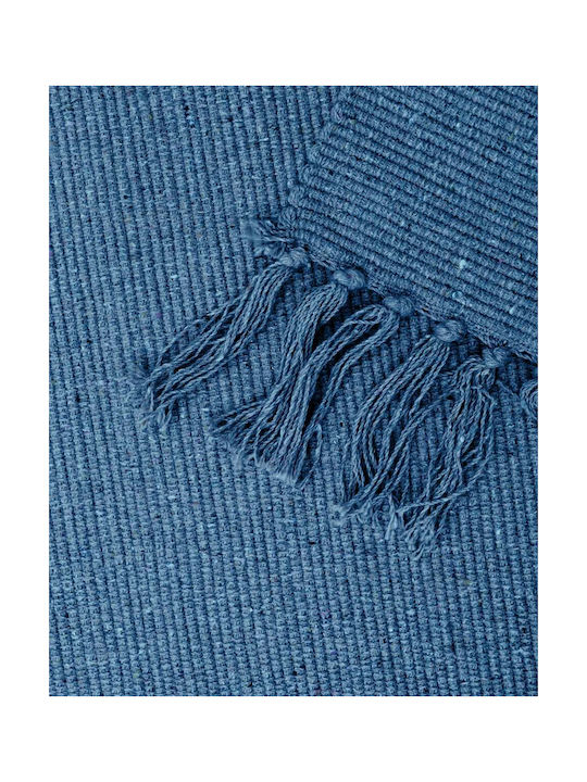 Pennie Rug Rectangular Summer Cotton with Fringes Blue Navy