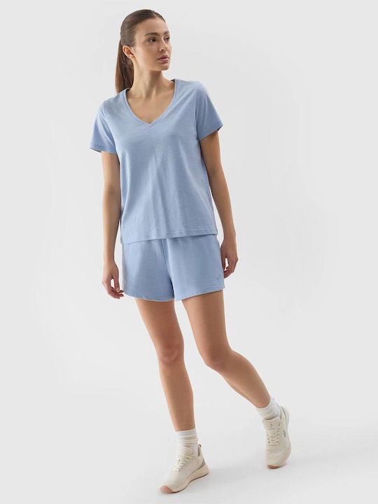 4F Women's Athletic Blouse Short Sleeve Light Blue