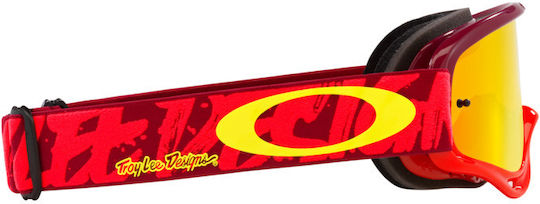 Oakley Oo7029 702975 O Frame Mx Troy Lee Design Painted Red Fire Iridium
