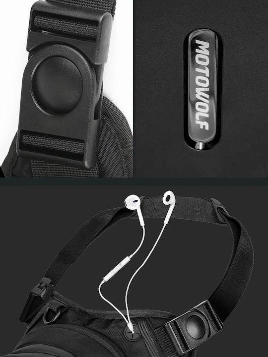 Motowolf Motorcycle Leg/shoulder Bag, Stretch, Hardshell, Quick Release, Black