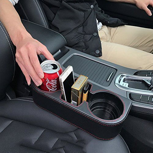Blic Car Cup Holder - For 2 Cups Between Seats - Black Leather Bk-24411