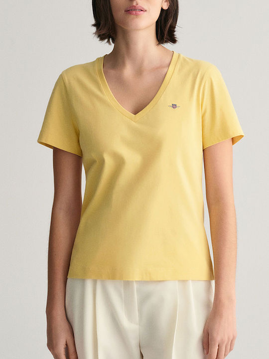 Gant Blouse Short Sleeve Reg Shield Ss V-neck T-shirt 3gw4200750-726 Yellow