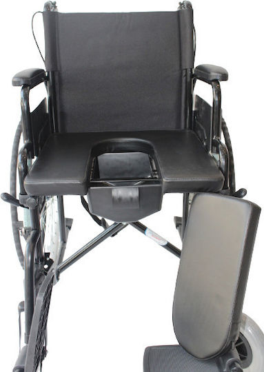 Manual Wheelchair Pw020118a-wc With toilet tank. Removable Side & Footrests. Escort Brakes - Safety Belt. Seat width 45cm. Black.