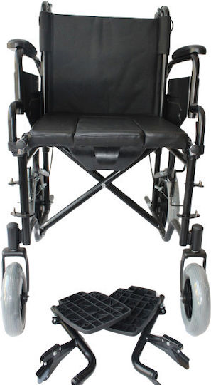 Manual Wheelchair Pw02021a-wc with Toilet Container. Removable Armrests & Footrests. Attendant Brakes-Safety Belt. Seat Width 46cm. Black.