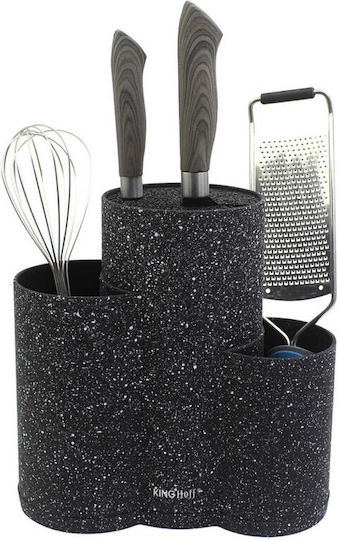 Knife holder and accessories Kinghoff Kh 1561, marble finish, 23 X 10 X 22,2 Cm, black