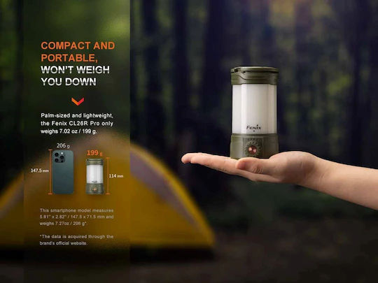 Dulotec CL26R Pro Φανάρι Led Μπαταρίας για Camping Αδιάβροχο με Φακό 650lm Λευκό