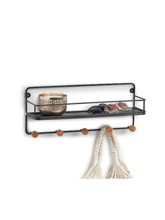 Zeller-wood Steel Hanger, Metal/bamboo, 45x11.8x18 Cm, Black