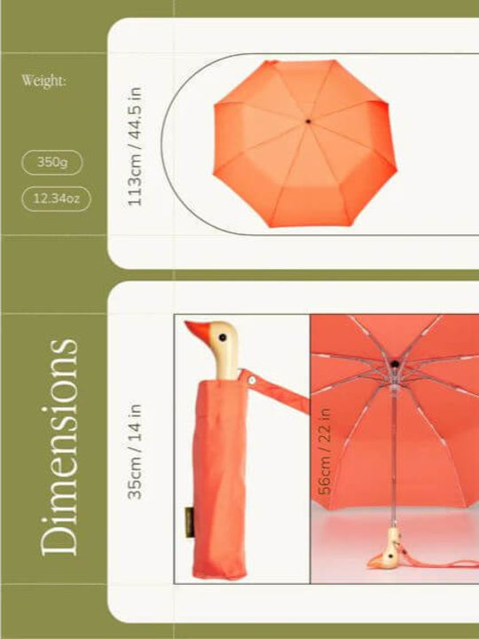 Ομπρέλα Original Duckhead Peach Αυτόματη Eco-friendly 35cm