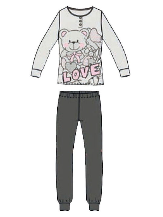 Women's Pajama Infiore With Teddy Bear Love In Grey Shades