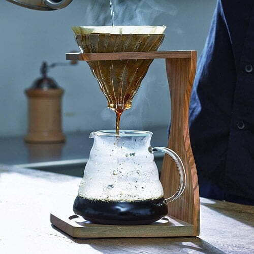 Hario V60 Olive Wood Pour Over Set Γυάλινο Καφέ