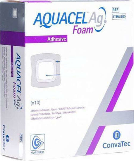 Aquacel Foam Ag Klebe-Schaumverband mit Silber 10x10cm 10Stk/Box