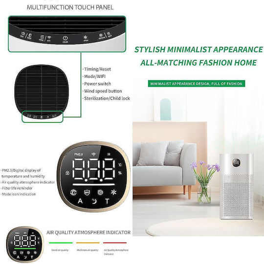 520 WiFi Пречиствател за въздух 50W за помещения 62m²